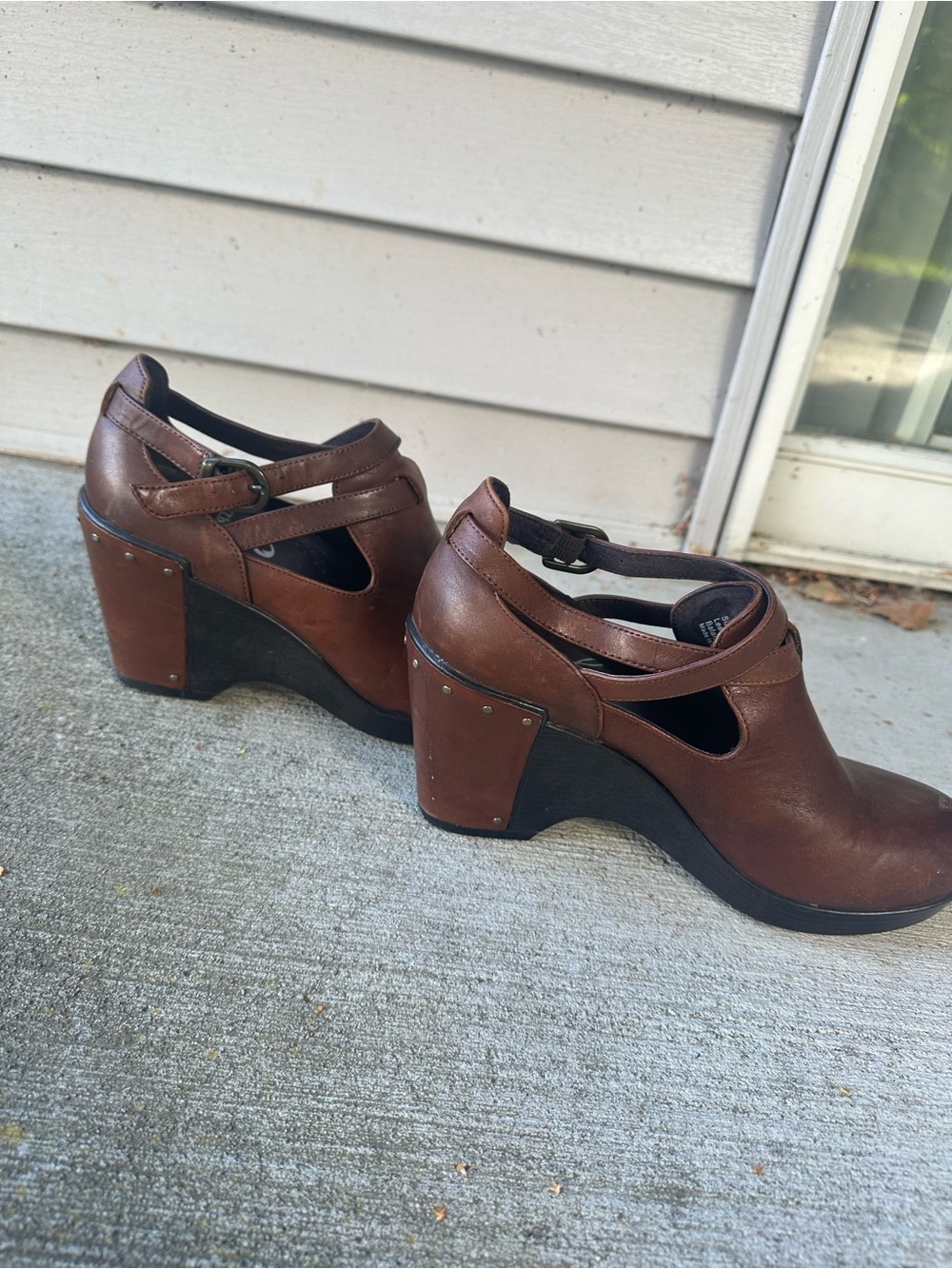 Dansko Brown Leather Mary Jane Clog with Ankle Strap - Picture 3 of 6